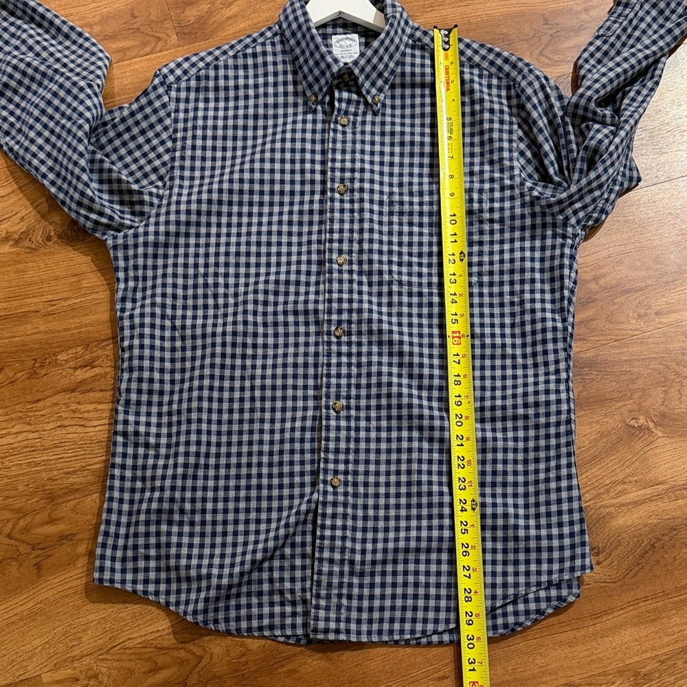 Brooks Brothers Men Large Navy/Gray Square Single Pocket Button Down Shirt Soft - Picture 9 of 11